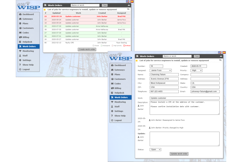 Provisioning the service screens